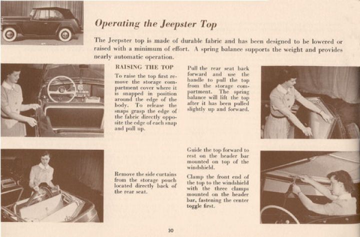 1951 Jeep Jeepster Top Operation Brochure Page 2